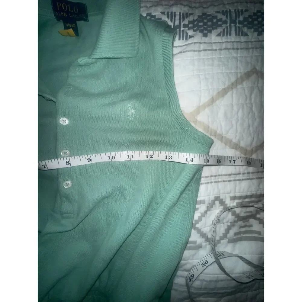 Polo Ralph Lauren Girls M 8-10 Mint Green Eyelet Ruffle Polo Romper